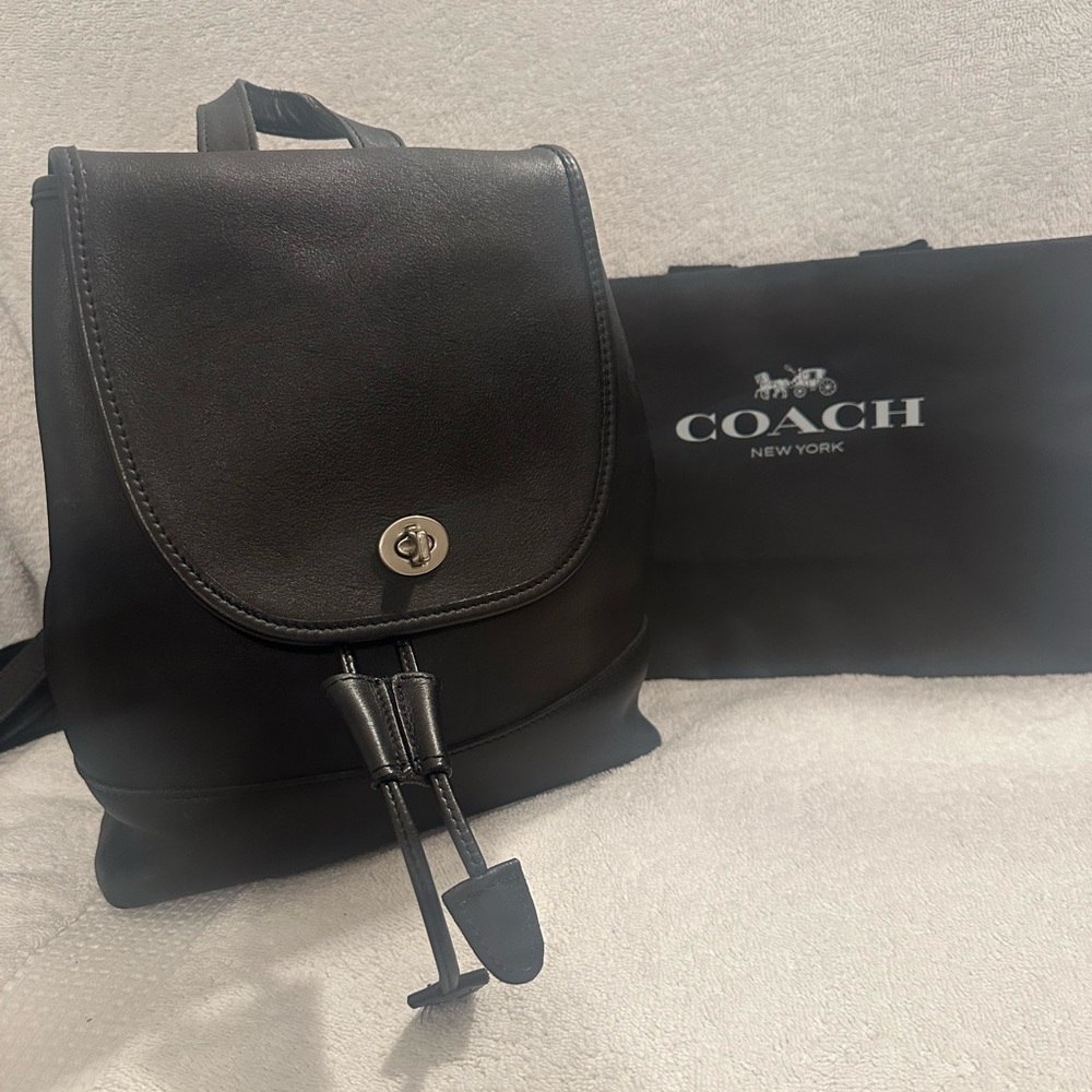 Vintage 1992 Coach Black Leather Backpack